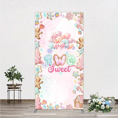 Lofaris Two Sweet Birthday Rectangle Backdrop for 2nd Winter Candyland with Gingerbread Christmas Shoppe Party