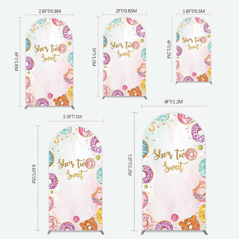 Lofaris Two Sweet Donut Pink Girl Birthday Arch Backdrop
