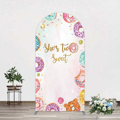 Lofaris Two Sweet Donut Pink Girl Birthday Arch Backdrop