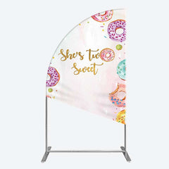 Lofaris Two Sweet Donut Pink Girl Birthday Half Moon Arch Backdrop