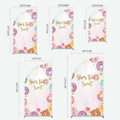 Lofaris Two Sweet Donut Pink Girl Birthday Half Moon Arch Backdrop