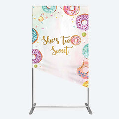 Lofaris Two Sweet Donut Pink Girl Birthday Rectangle Backdrop