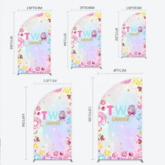 Lofaris Two Sweet Half Moon Arched Backdrop for 2nd Birthday Candyland Donut Lollipop Party Pastel Rainbow Dessert Table Decor