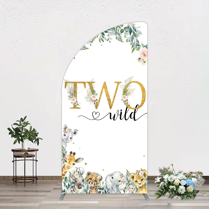 Lofaris Two Wild Animals Boy Birthday Half Moon Arch Backdrop