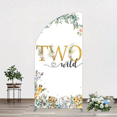 Lofaris Two Wild Animals Boy Birthday Half Moon Arch Backdrop