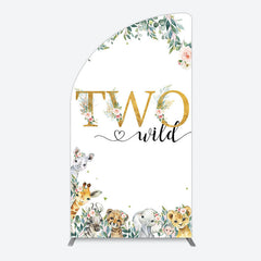 Lofaris Two Wild Animals Boy Birthday Half Moon Arch Backdrop