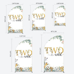 Lofaris Two Wild Animals Boy Birthday Half Moon Arch Backdrop