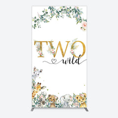 Lofaris Two Wild Animals Boy Birthday Rectangle Backdrop