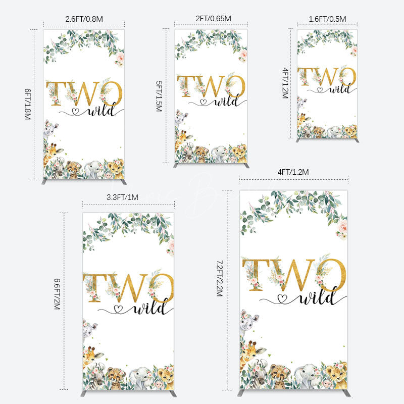 Lofaris Two Wild Animals Boy Birthday Rectangle Backdrop