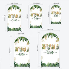 Lofaris Two Wild Safari Animals Birthday Arch Backdrop Jungle Tropical Palm Leaves 2nd Party Background