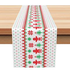 Lofaris Ugly Santa Tree Flower Dots Christmas Table Runner