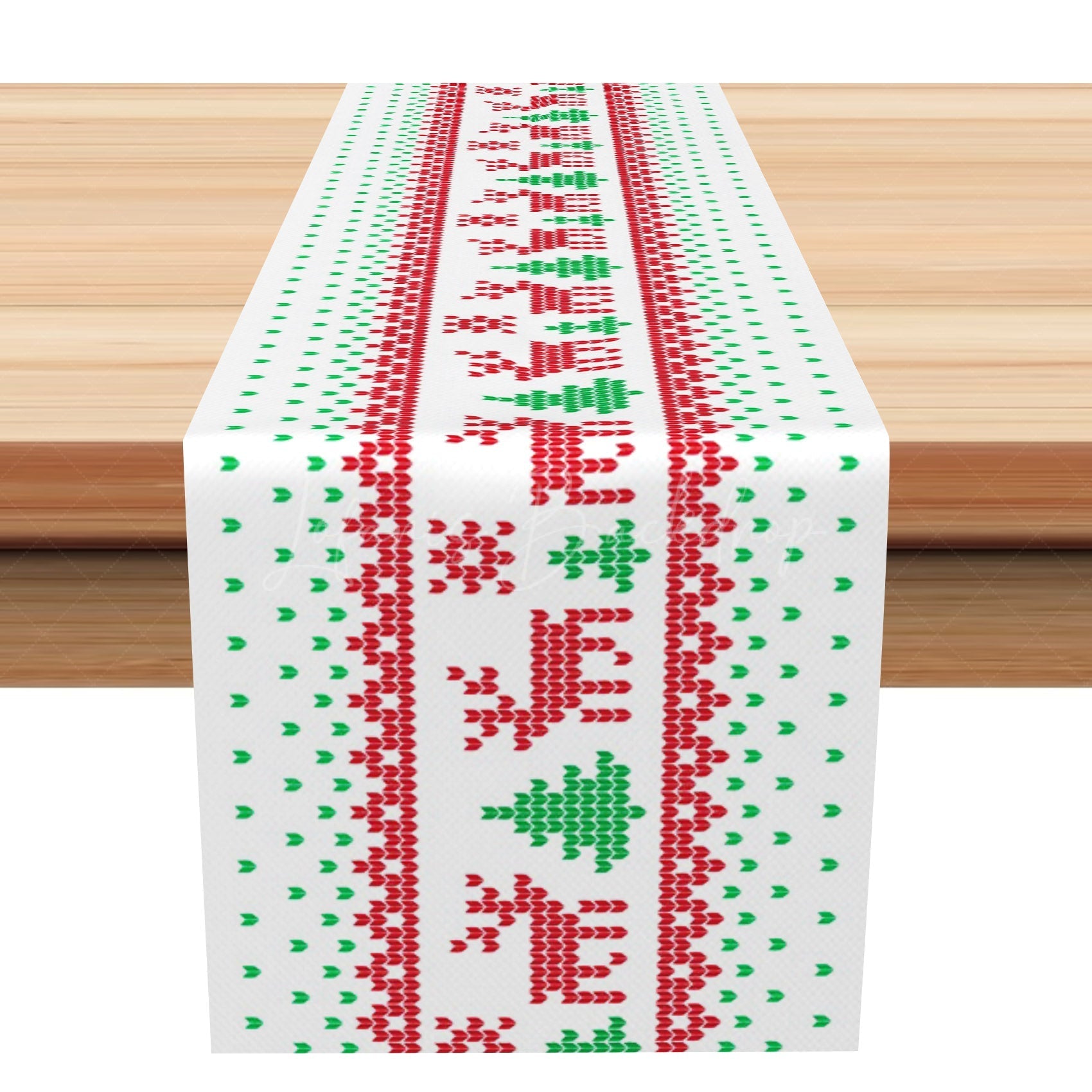 Lofaris Ugly Style Green Dots Elk Christma Tree Table Runner