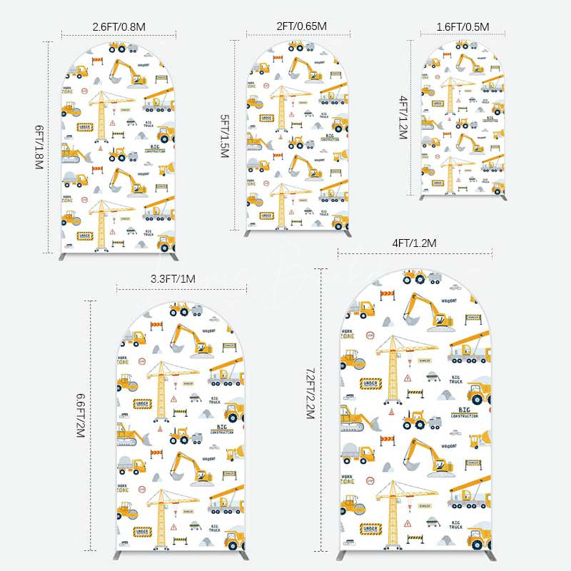 Lofaris Under Construction Excavator Baby Shower Arch Backdrop