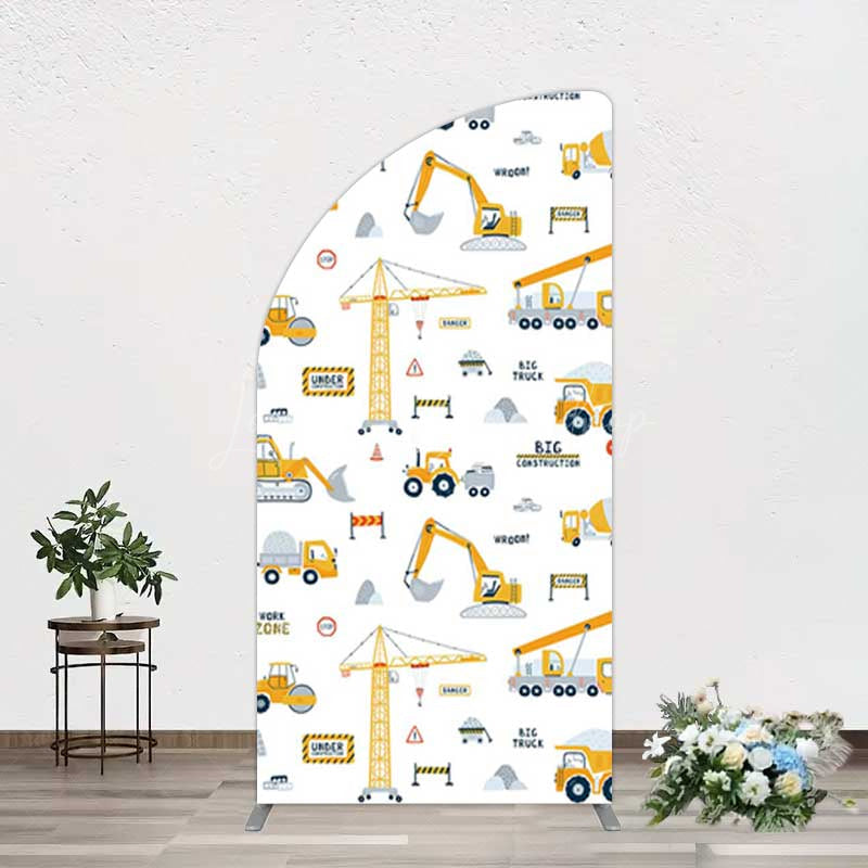 Lofaris Under Construction Excavator Baby Shower Half Moon Arch Backdrop