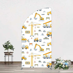 Lofaris Under Construction Excavator Baby Shower Half Moon Arch Backdrop