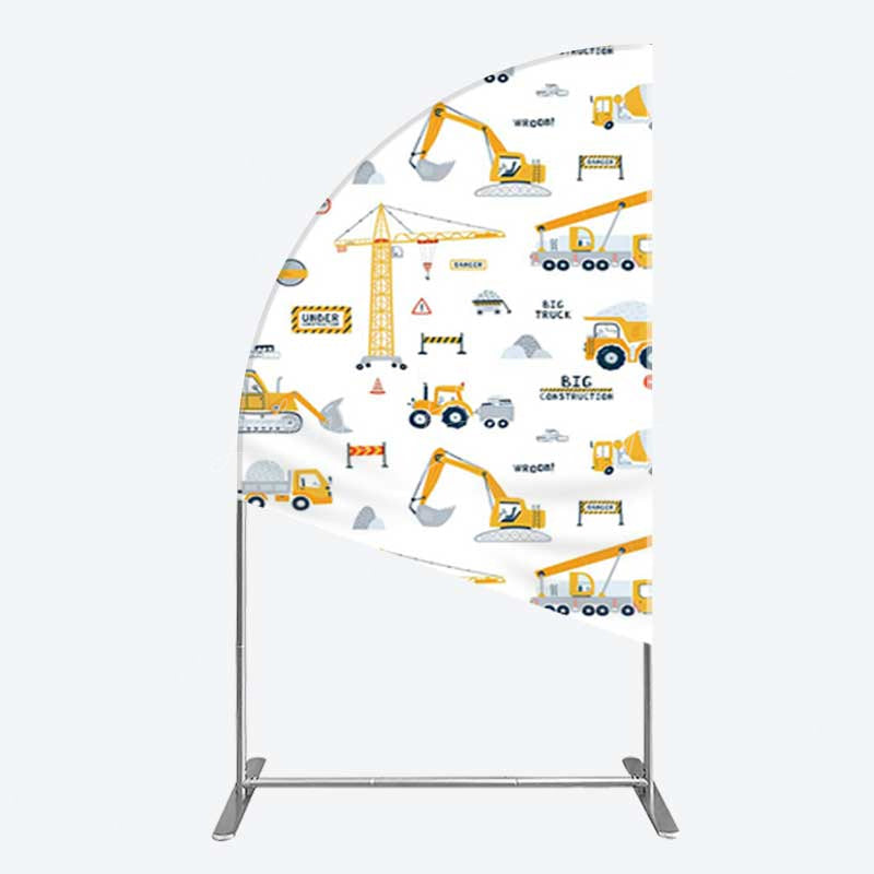 Lofaris Under Construction Excavator Baby Shower Half Moon Arch Backdrop