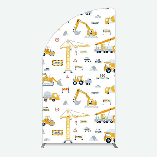 Lofaris Under Construction Excavator Baby Shower Half Moon Arch Backdrop