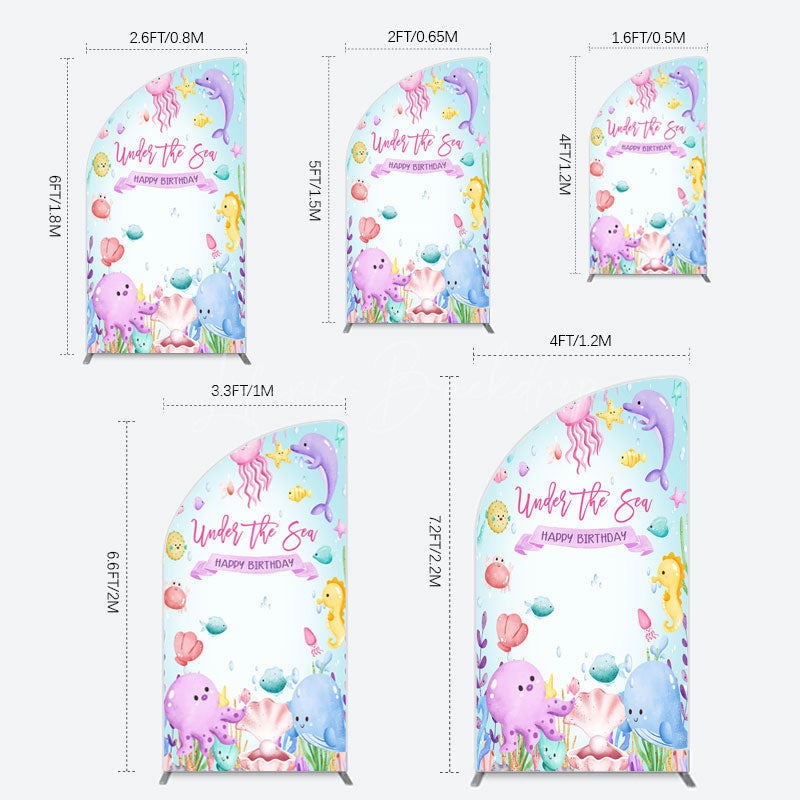 Lofaris Under The Sea Birthday Girl Party Half Moon Arch Backdrop