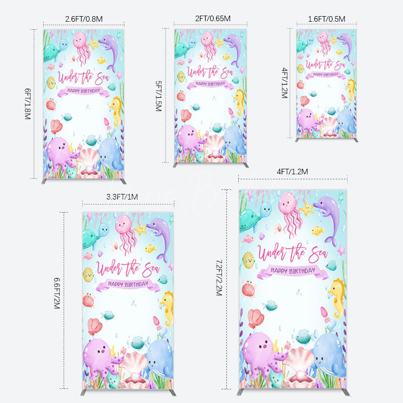Lofaris Under The Sea Birthday Girl Party Rectangle Backdrop