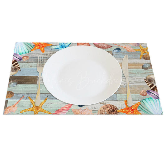 Lofaris Under The Sea Turtle Wood Summer Set of 4 Placemats