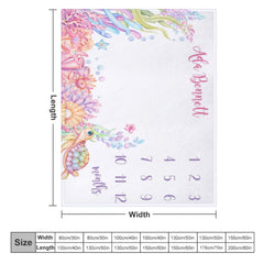Lofaris Undersea Animals Monthly Table Custom Name Blanket