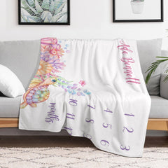 Lofaris Undersea Animals Monthly Table Custom Name Blanket