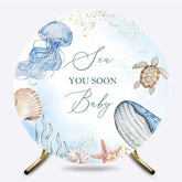 Lofaris Undersea Animals Sea You Soon Baby Round Backdrop