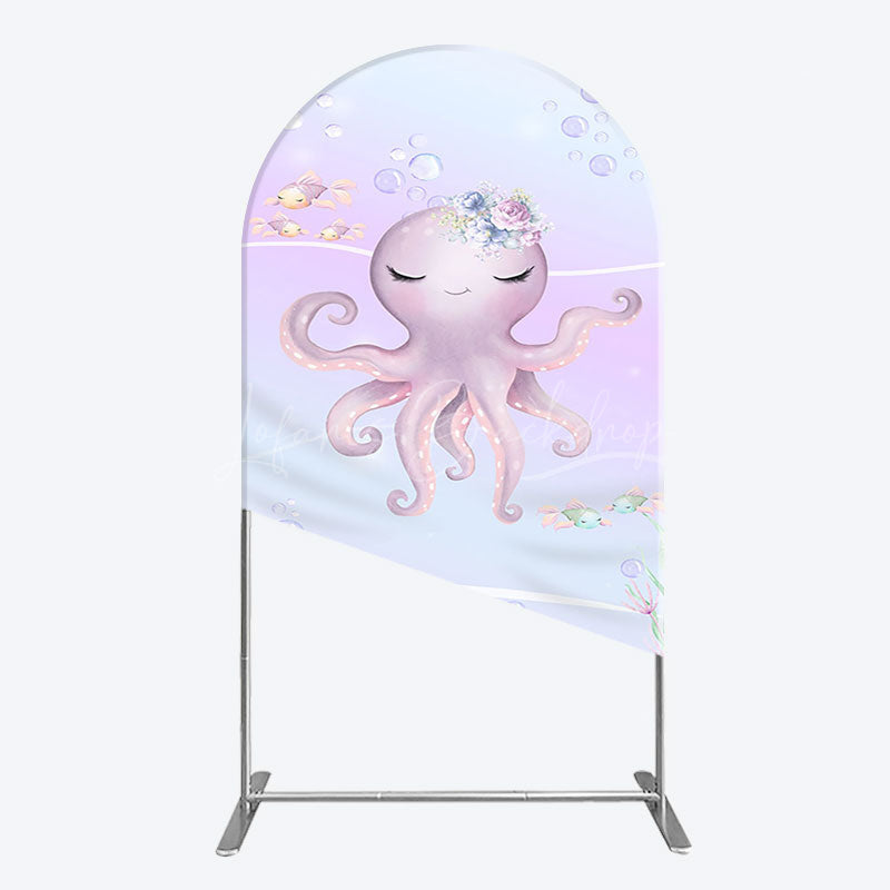 Lofaris Undersea Cute Purple Octopus Birthday Arch Backdrop