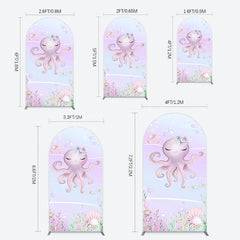 Lofaris Undersea Cute Purple Octopus Birthday Arch Backdrop