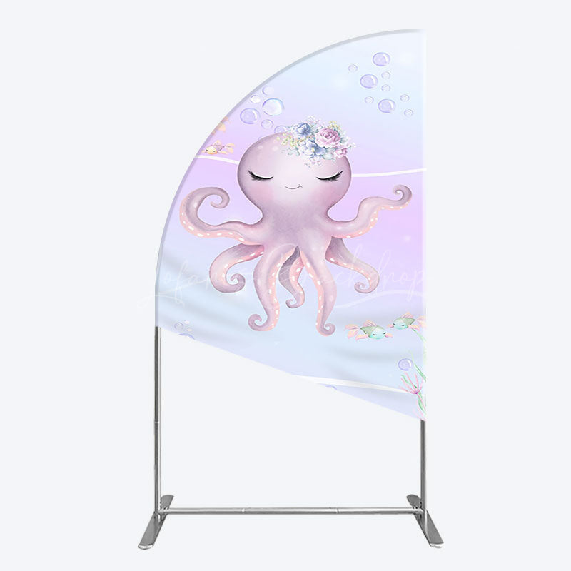 Lofaris Undersea Cute Purple Octopus Birthday Half Moon Arch Backdrop