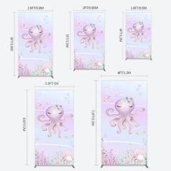 Lofaris Undersea Cute Purple Octopus Birthday Rectangle Backdrop