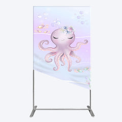Lofaris Undersea Cute Purple Octopus Birthday Rectangle Backdrop