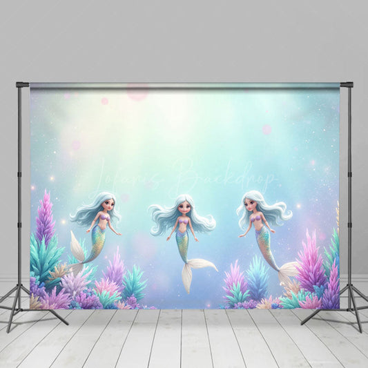 Lofaris Undersea Princess Mermaid Coral Cake Smash Backdrop