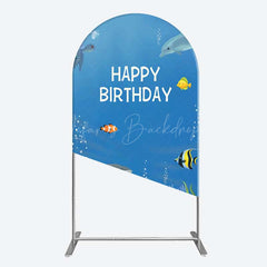 Lofaris Undersea Shark Clownfish Birthday Arch Backdrop