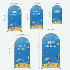 Lofaris Undersea Shark Clownfish Birthday Arch Backdrop