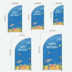 Lofaris Undersea Shark Clownfish Birthday Half Moon Arch Backdrop