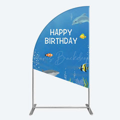 Lofaris Undersea Shark Clownfish Birthday Half Moon Arch Backdrop