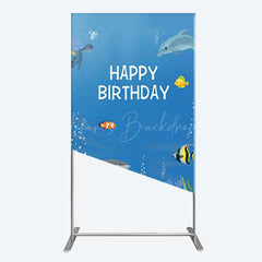 Lofaris Undersea Shark Clownfish Birthday Rectangle Backdrop