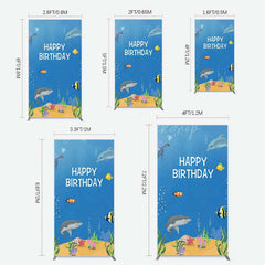 Lofaris Undersea Shark Clownfish Birthday Rectangle Backdrop