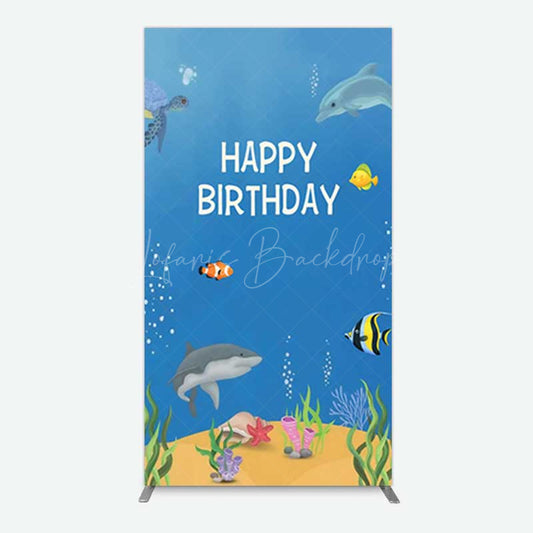 Lofaris Undersea Shark Clownfish Birthday Rectangle Backdrop