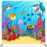 Lofaris Undersea World Animals Birthday Pillow Case Backdrop