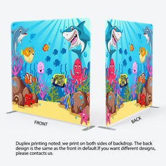 Lofaris Undersea World Animals Birthday Pillow Case Backdrop