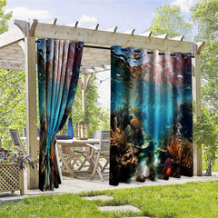 Lofaris Underwater Coral Waterproof Printed Outdoor Curtains
