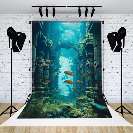 Lofaris Underwater Ruins World Fishing Photography Backdrop