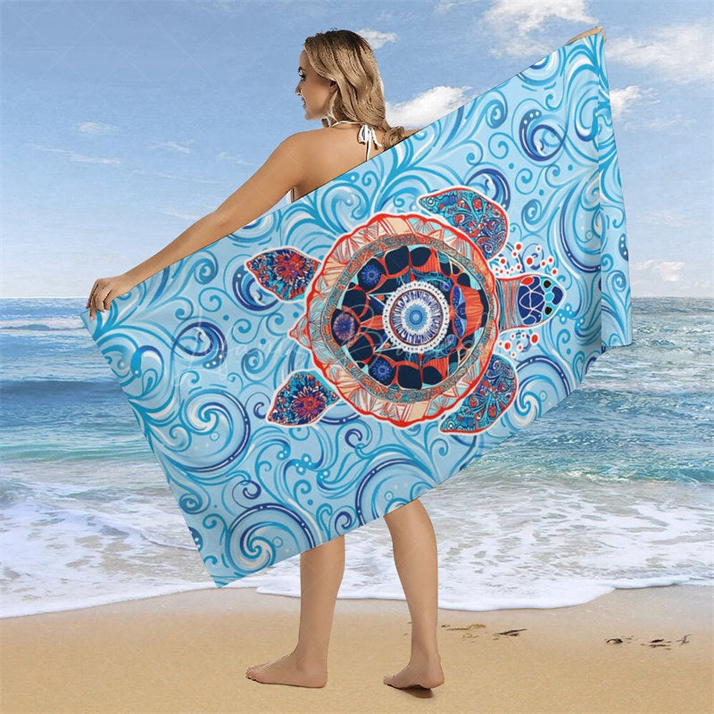 Lofaris Underwater Sea Turtle Animal Custom Name Beach Towel