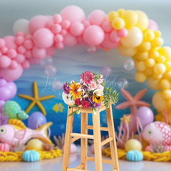 Lofaris Underwater World Balloon Arch Cake Smash Backdrop