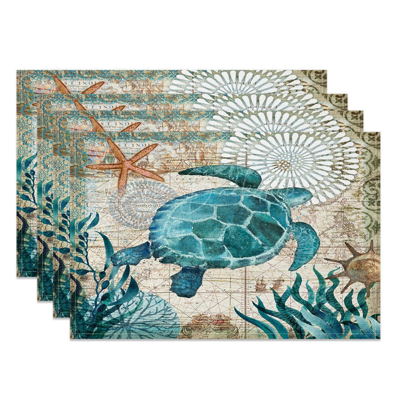 Lofaris Underwater World Turtle Summer Set of 4 Placemats