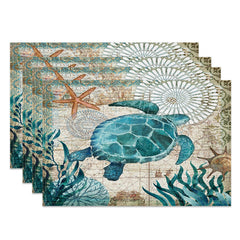 Lofaris Underwater World Turtle Summer Set of 4 Placemats