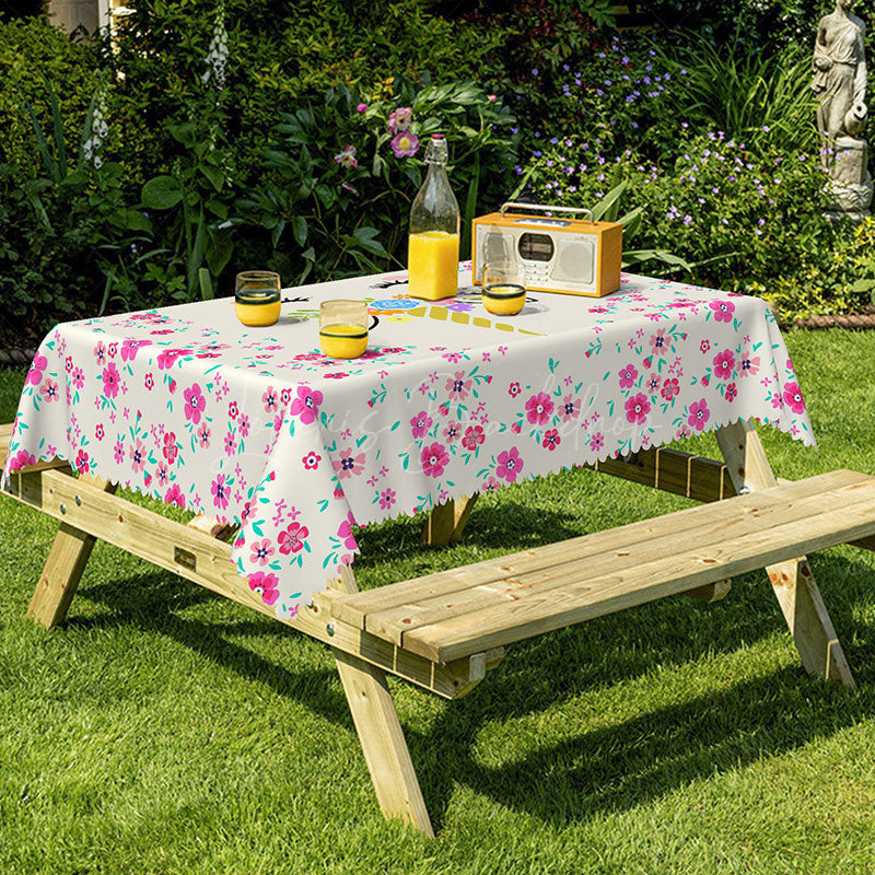 Lofaris Unicorn Flowers Spring Rectangular Tablecloth