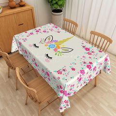 Lofaris Unicorn Flowers Spring Rectangular Tablecloth